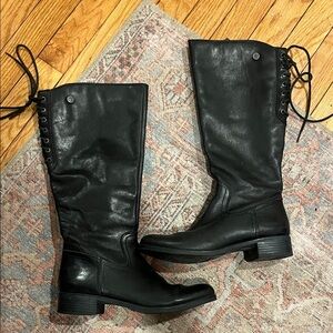 Bussola Black Lace-Up Knee-High Boots